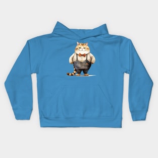 Whimsical Cute Cat wearing  a bow tie Kids Hoodie